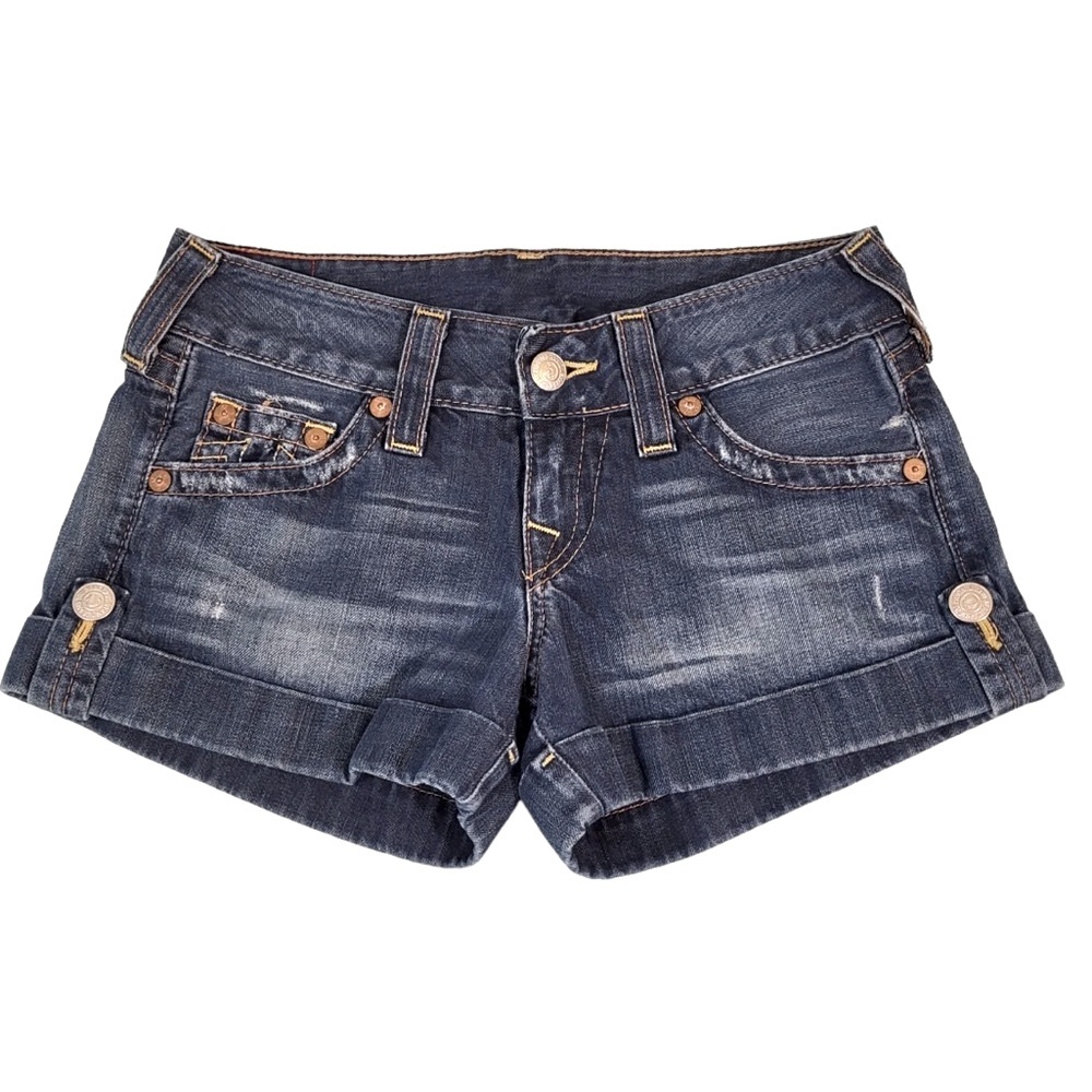 True Religion Jean Shorts | 25 | Distressed Faded Blue